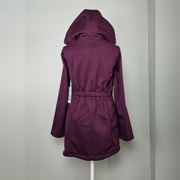 Big Chill Fig Leopard Sherpa-Lined Hood Fleece Anorak Womens SMALL BURGUNDY WINE - Picture 5 of 12